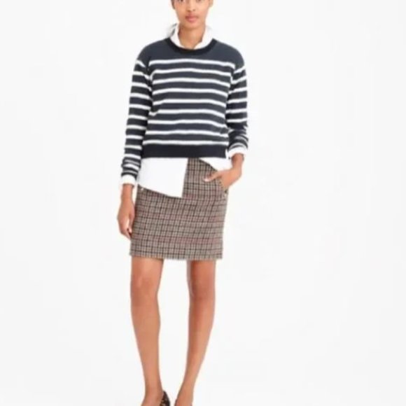 J.CREW Multi Colour Houndstooth Wool Skirt Size 0 - Picture 3 of 5